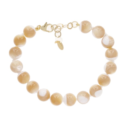 Bracciale Madreperla Beige Sferica Liscia