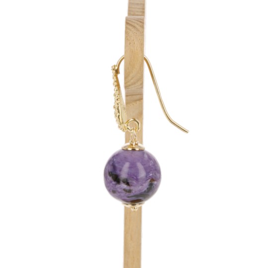 Pendant earrings of Charoite