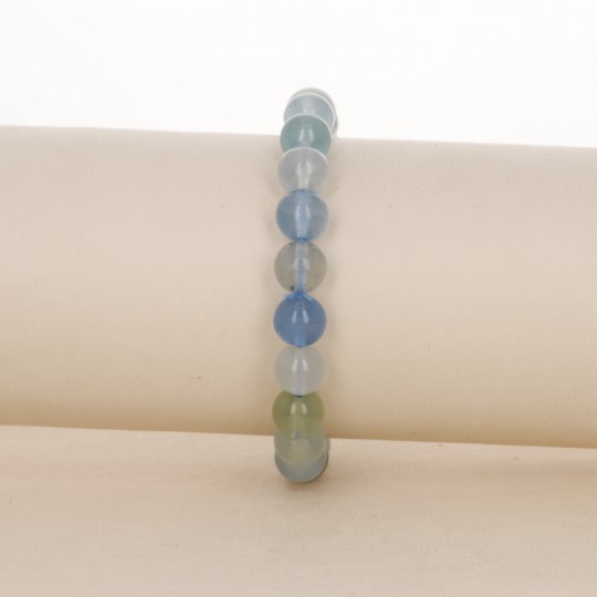 Bracelet on Elastic Spherical Aquamarine