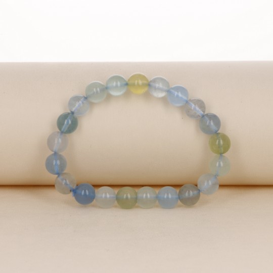 Bracelet on Elastic Spherical Aquamarine