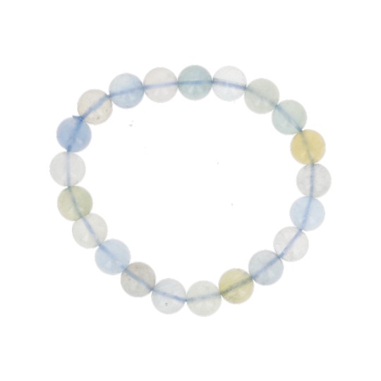 Bracelet on Elastic Spherical Aquamarine