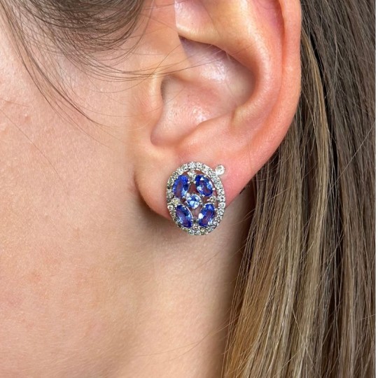 Orecchini a Scudo con Tanzanite e Diamanti