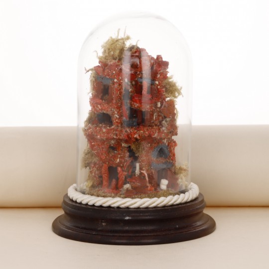 Crib in Coral Under Glass Bell