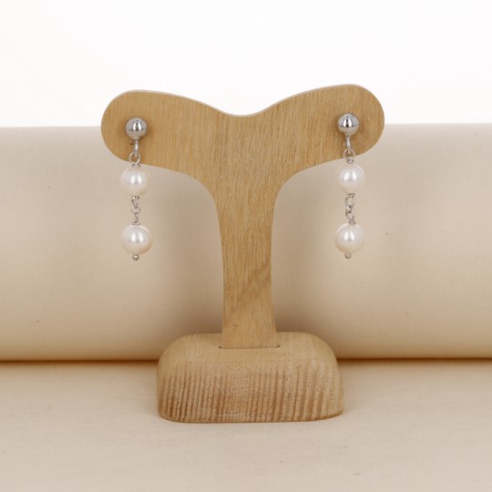 Earrings with Two Semiround Pearls
