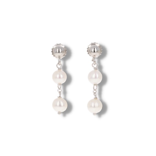 Pendientes con dos perlas semiredondeadas
