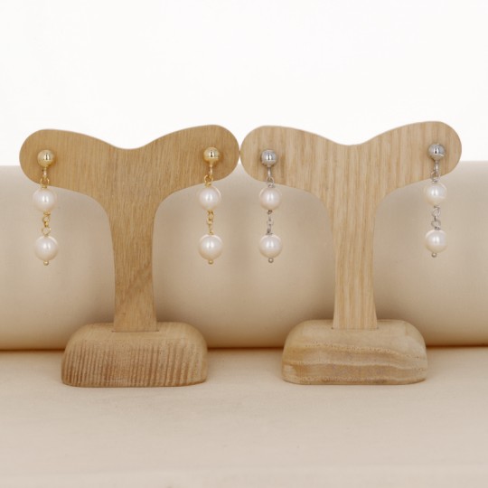 Earrings with Two Semiround Pearls