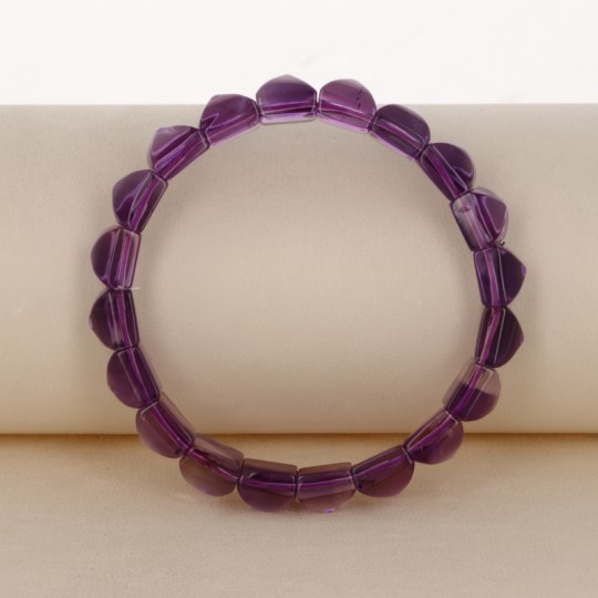 Armband mit Amethyst-Elastik und quadratischem Ohrstecker