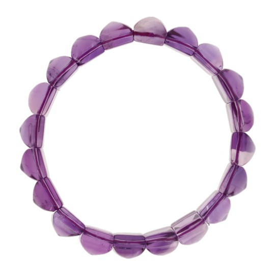 Armband mit Amethyst-Elastik und quadratischem Ohrstecker