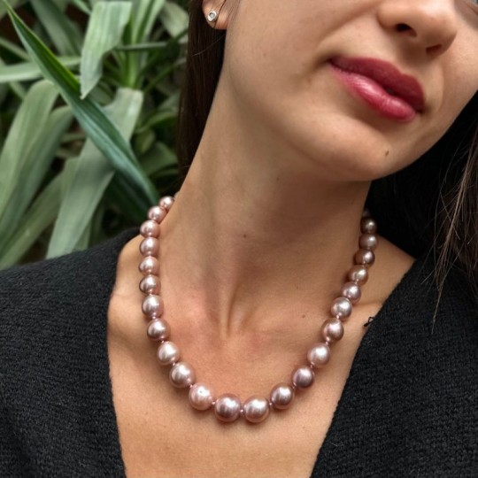 Rosa Halbrund Perlen Halskette mit Nucleus