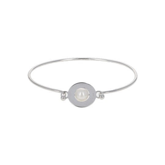 Bracciale Rigido con due Centrali con Cianite e Perla Bianca