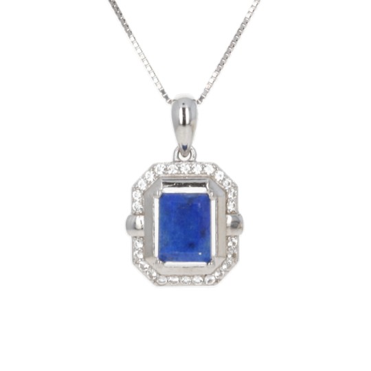 Buckle Pendant with Lapis Rectangular and Topazi