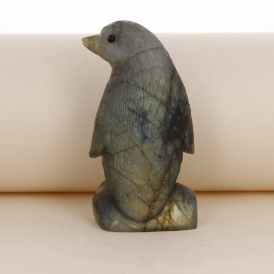 Pingüino escultura en Labradorite