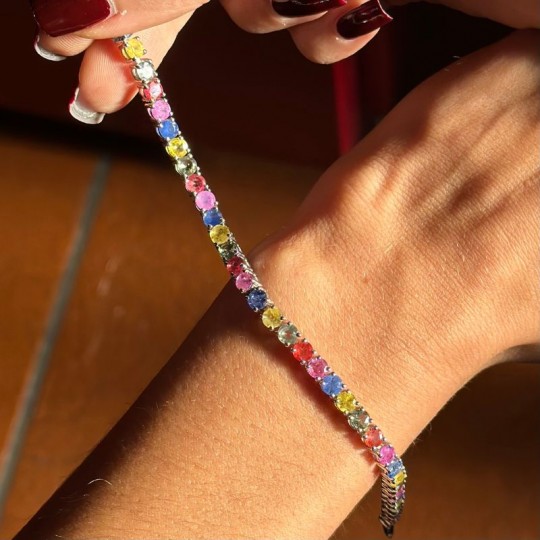 Bracelet Tennis with Multicolor Sapphires