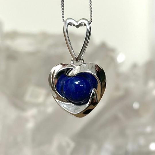 Heart Pendant with Lapis Round