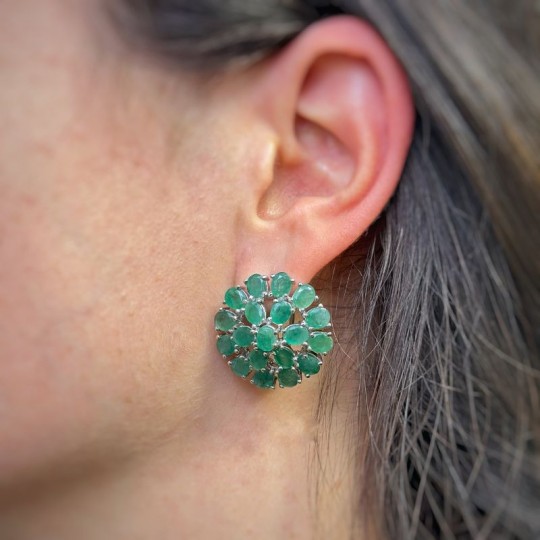Cupola Earrings with Emeralds