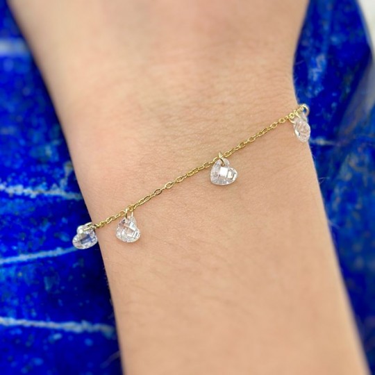 Pulsera con Corazón de Cuarzo Hialino