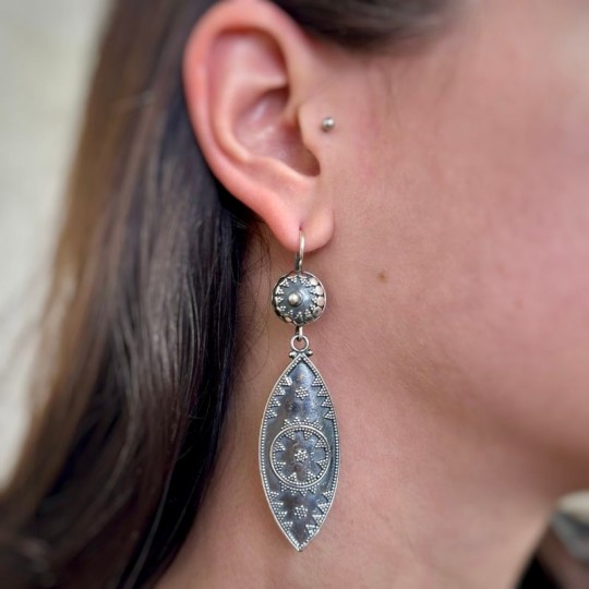 Silver Earrings Rhodowed with Marquise