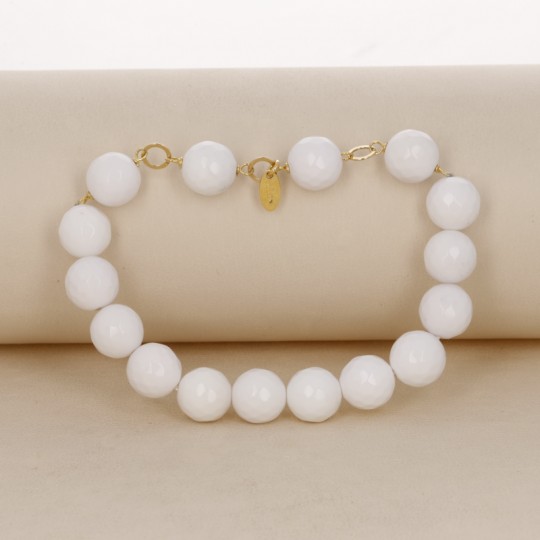 Bracelet on White Agate Elastic