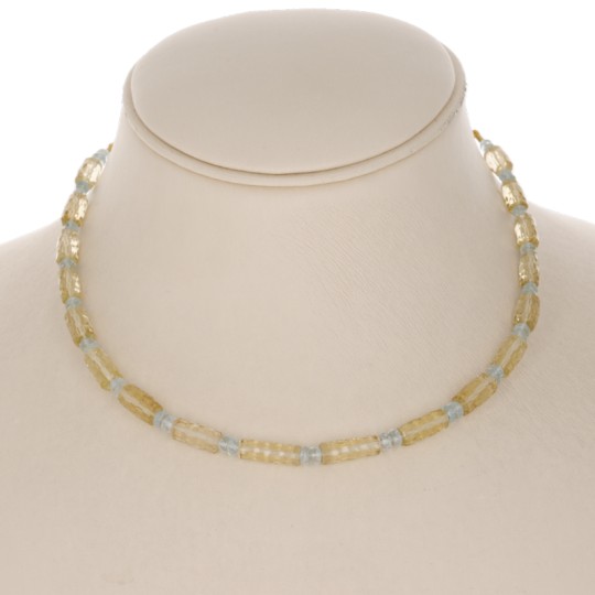 Necklace on Cavetto Lemon Quartz and Aquamarine