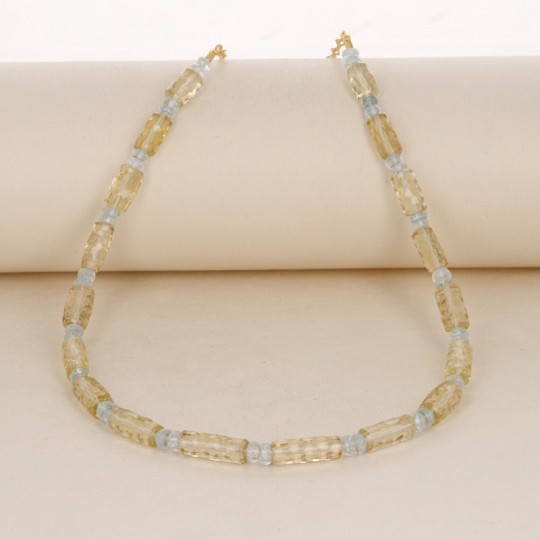 Necklace on Cavetto Lemon Quartz and Aquamarine