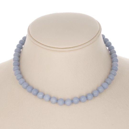 Necklace of Angelite ø 8/8,5 mm with Earrings in OMAGGIO