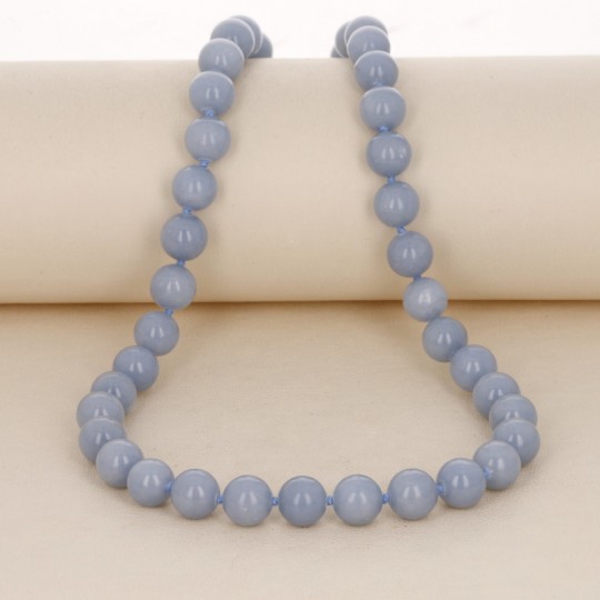 Necklace of Angelite ø 9,5/10 mm with Earrings in OMAGGIO