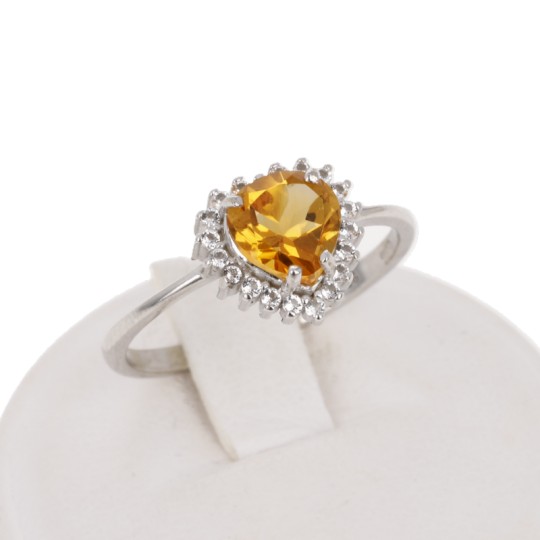 Heart Shape Ring with Citrine Quartz