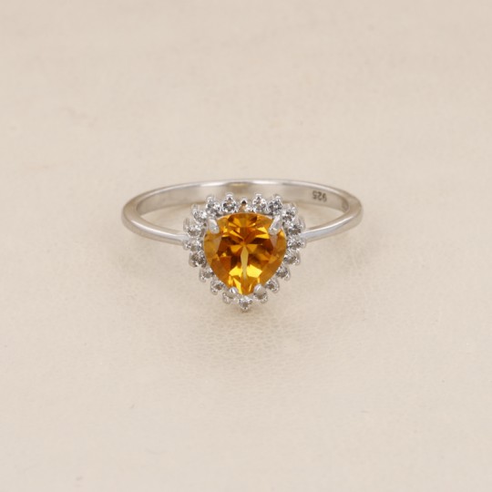 Heart Shape Ring with Citrine Quartz