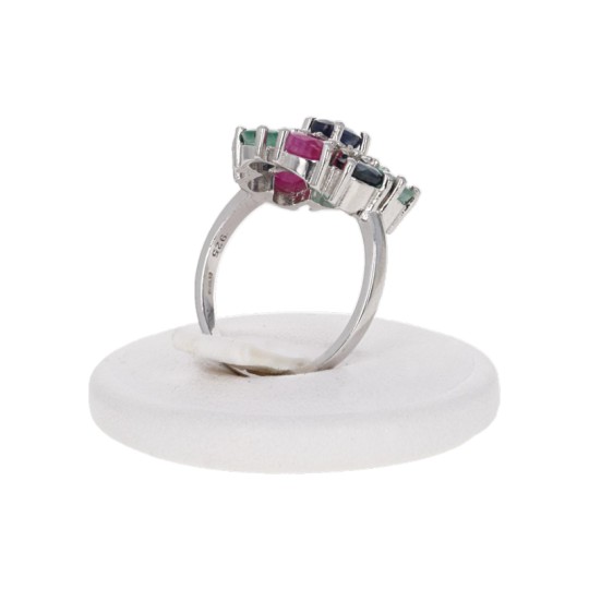 Rosone Ring con esmeraldas, zafiros, Rubini y Topazi