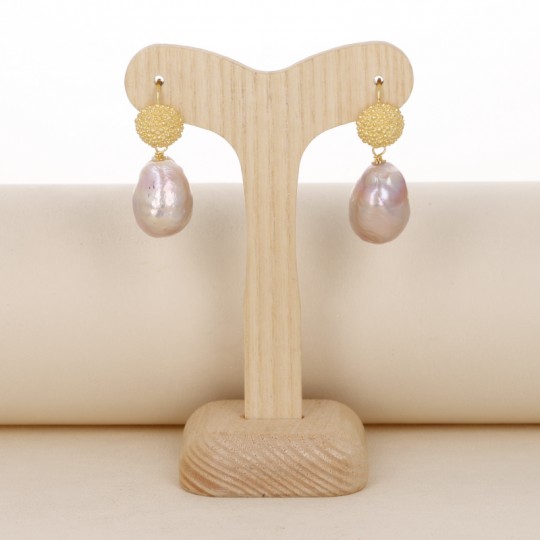 Earrings with Pink Shell Beads