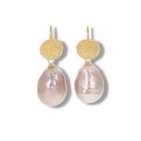 Earrings with Pink Shell Beads