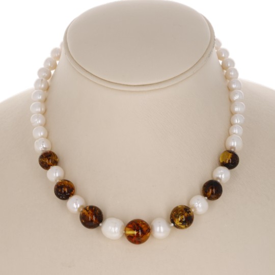 Pearl Potatoes and Baltic Amber Necklace