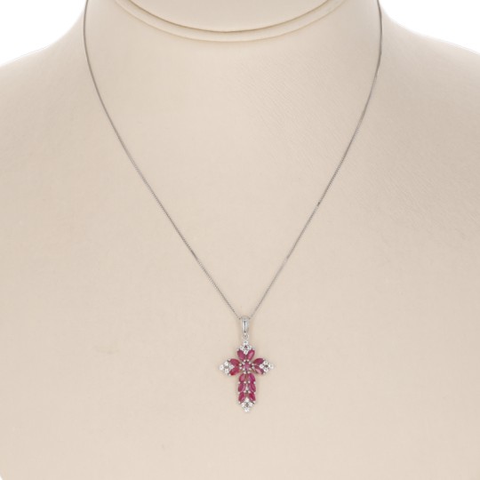 Cross Pendant with Rubini Glass Filled