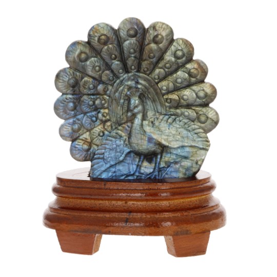 Skulptur Pavone in Labradorite