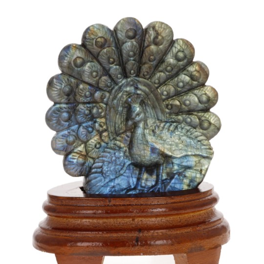 Skulptur Pavone in Labradorite