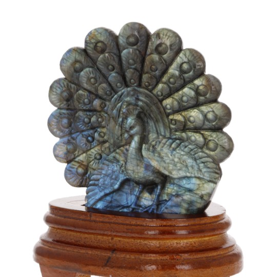 Skulptur Pavone in Labradorite