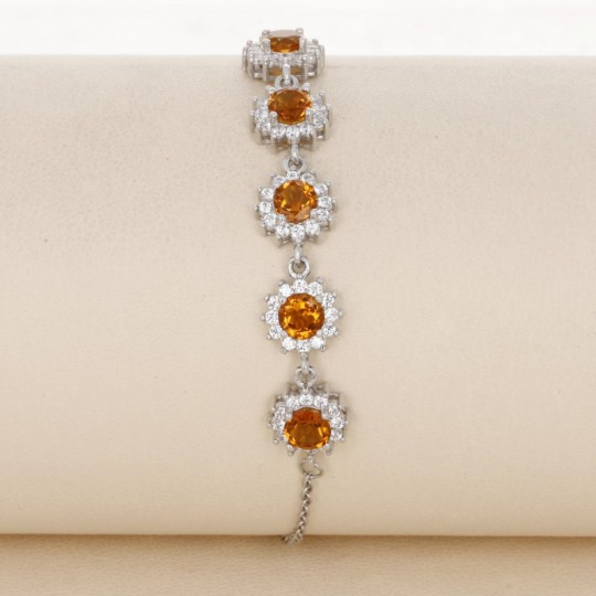 Pulsera con Cuarzo Citrine y CZ.