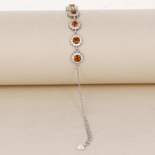 Pulsera con Cuarzo Citrine y CZ.