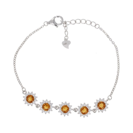 Pulsera con Cuarzo Citrine y CZ.