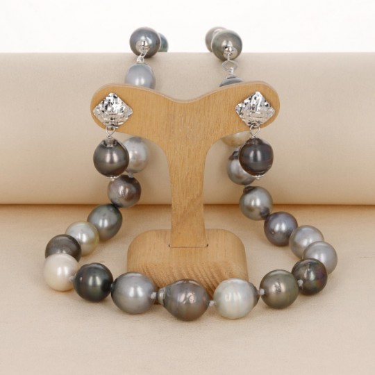 Set aus Halskette und Ohrringen mit Tahiti-Perlen