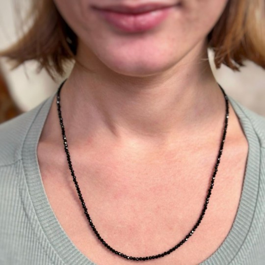 Black Unisex Spinel Necklace