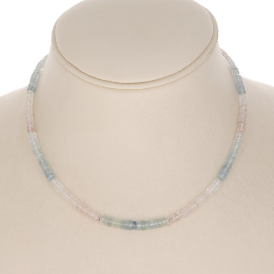 Necklace of Aquamarine and Morganite in Washer