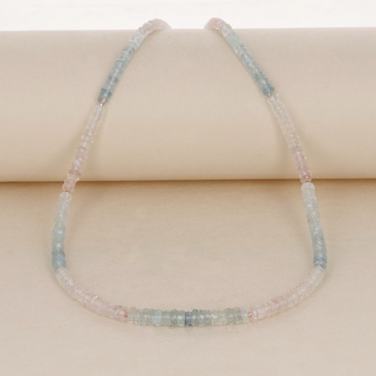 Necklace of Aquamarine and Morganite in Washer