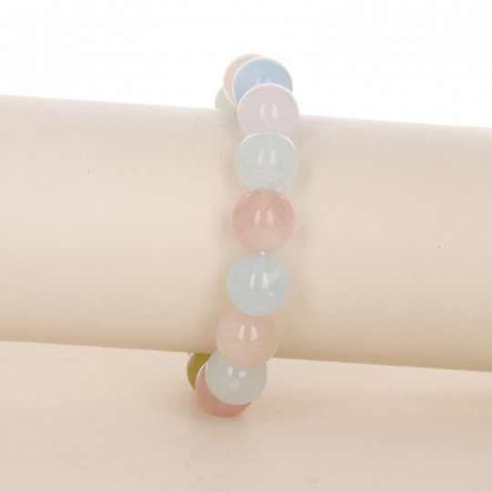 Bracelet on Elastic Multicolored Aquamarine