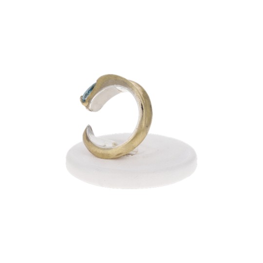 Anello Aperto con Zircone Blu Ovale