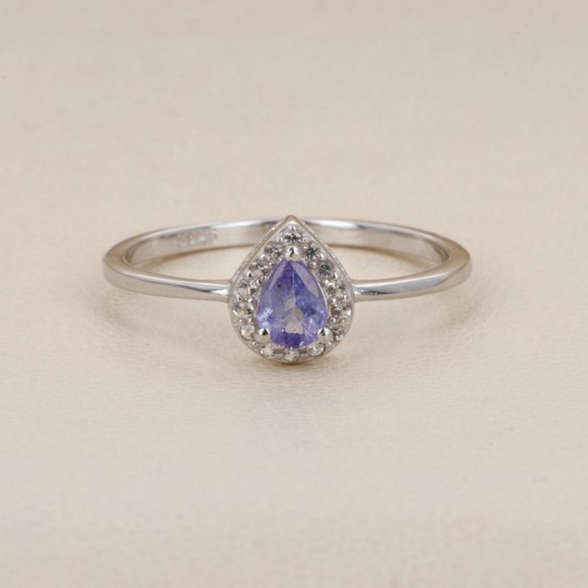 Anello Argento 925‰ con Tanzanite a Goccia