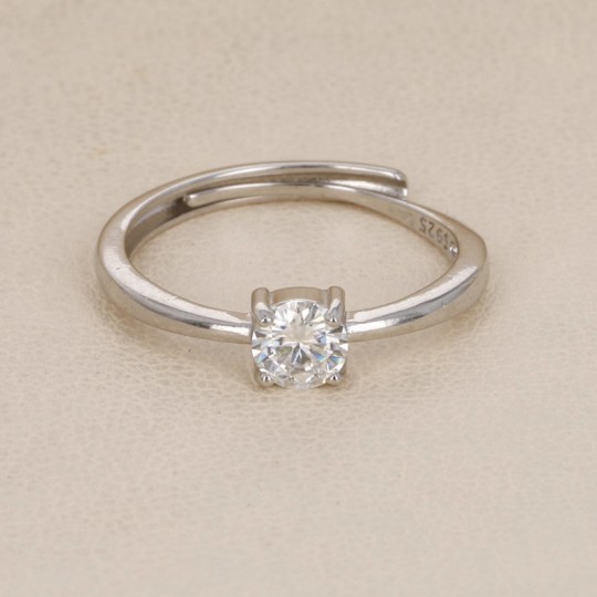 Solitary Adjustable Ring with Synthetic Moissanite