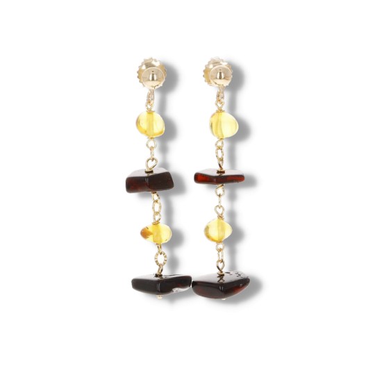 Earrings with Amber in Sasso and Pentangono