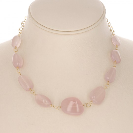 Collier Rose Quartz en Sasso Scala