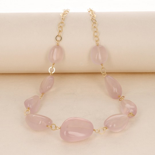 Collier Rose Quartz en Sasso Scala